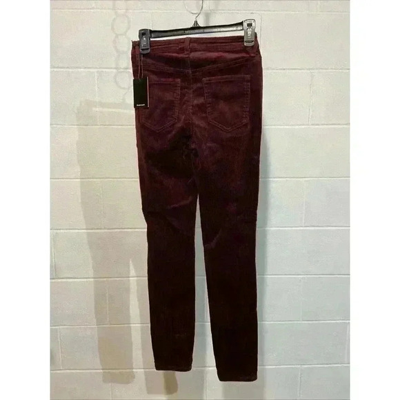 OAT NY Women's High Rise Corduroy Skinny Jeans Burgundy Stretch Streetwear NWT - Picture 2 of 10